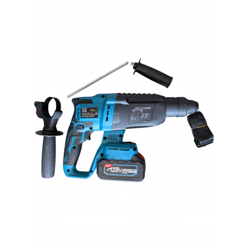 Trusă 5 unelte German Meister cu nivelă laser, 128V, 8Ah: rotopercutor, bormașină, pistol impact, flex